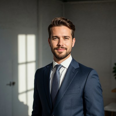Handsome man in navy suit