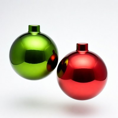 Shiny Green and Red Christmas Ornaments