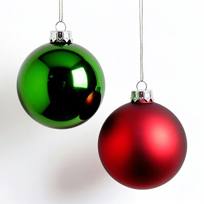 Green and Red Christmas Ornaments Hanging