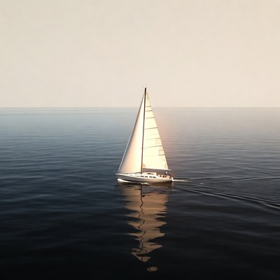 White sailboat on calm ocean