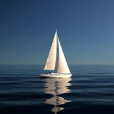 White Sailboat on Calm Ocean