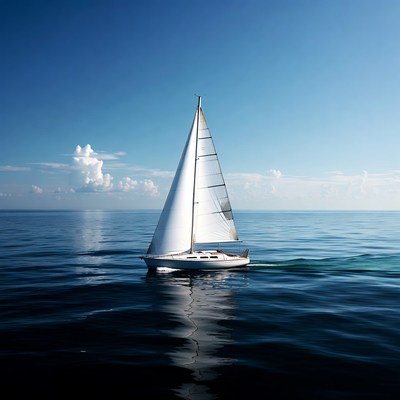 White sailboat on calm ocean