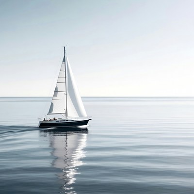 White sailboat sailing calm ocean