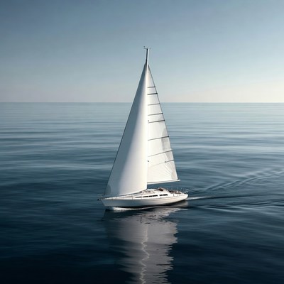 White sailboat on calm ocean