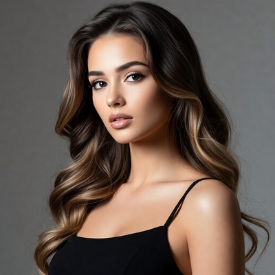 Beautiful woman with wavy brown hair