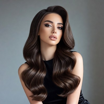 Woman with long wavy brown hair