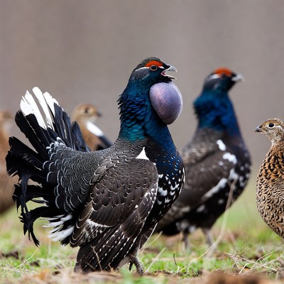 Male Blue Grouse Displaying in Group