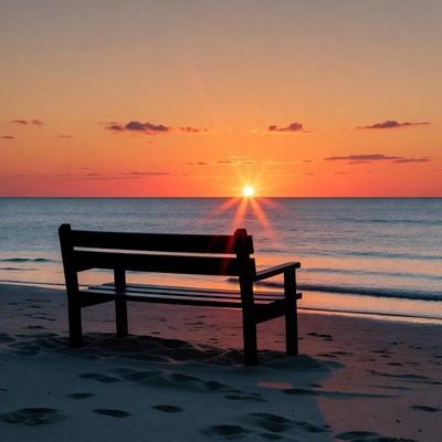 Beach Bench at Sunset