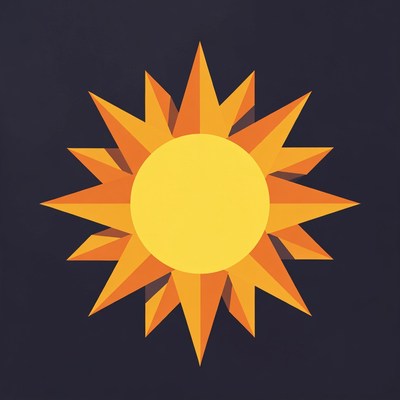Bright orange sun illustration