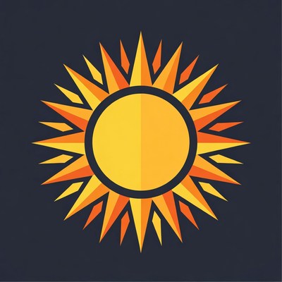 Bright orange sun illustration