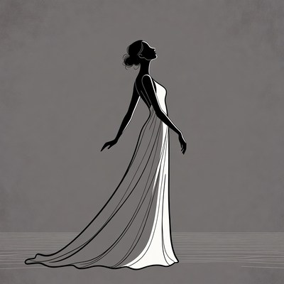 Silhouette of woman in flowing white dress