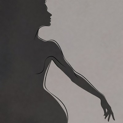Female silhouette profile with arm extended