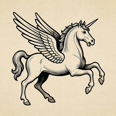 Winged Unicorn Rearing Up