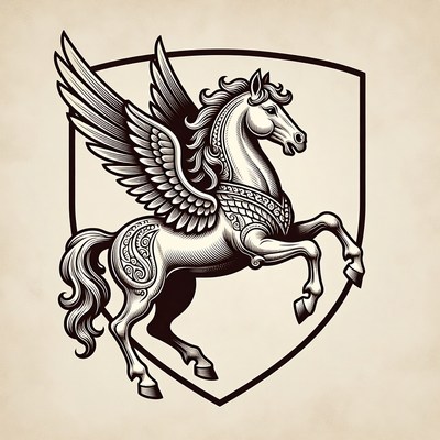 Winged Horse in Shield Emblem