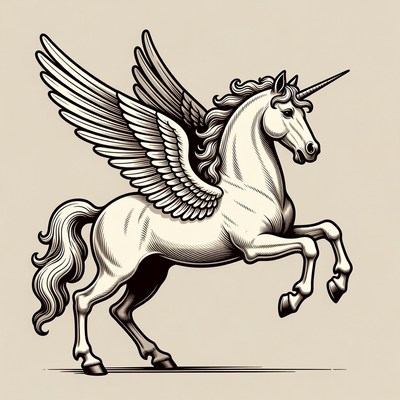 Winged Unicorn Illustration