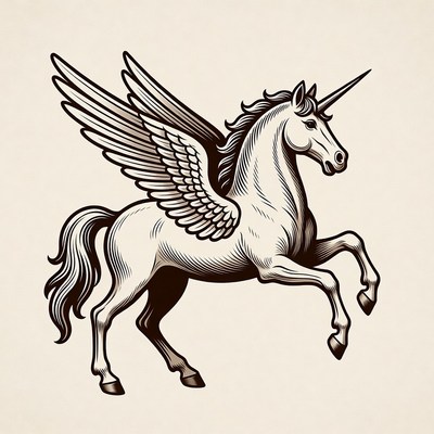 Winged Unicorn Illustration