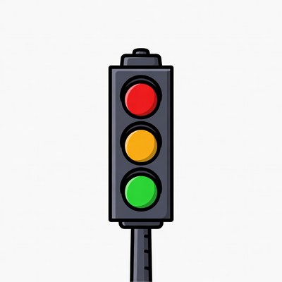 Traffic light showing red yellow green