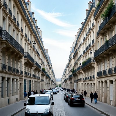 Paris Street with Haussmann Buildings