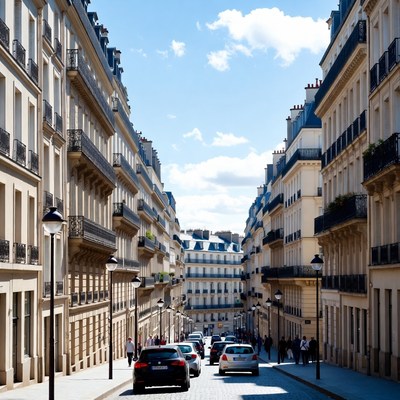 Parisian Street with Haussmann Buildings