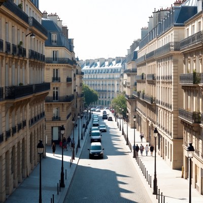 Parisian Street with Haussmann Buildings