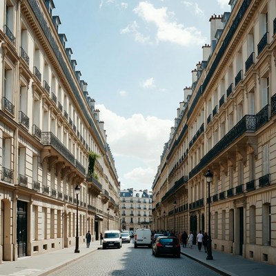 Parisian Street with Haussmann Buildings