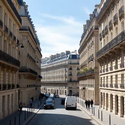 Parisian Street with Haussmann Buildings