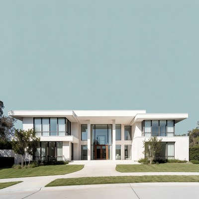 Modern White House with Glass Windows