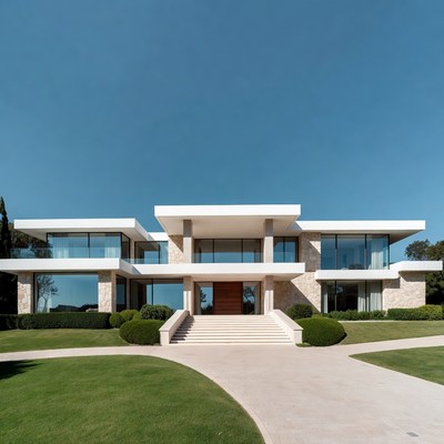 Modern White Luxury Mansion Exterior