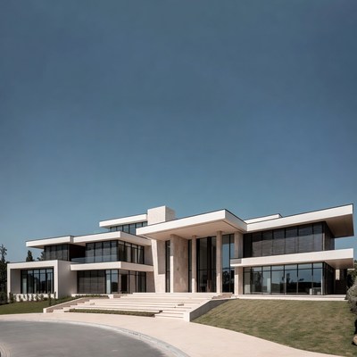 Modern White Luxury Mansion Exterior