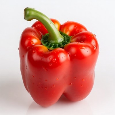 Red Bell Pepper with Water Droplets