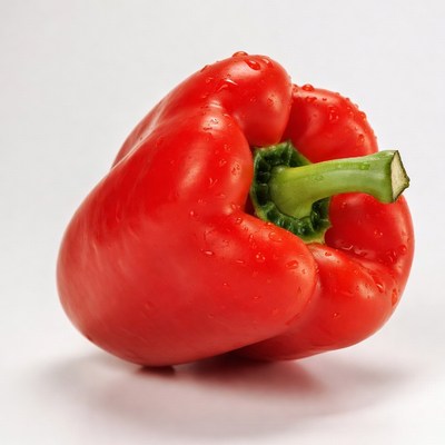 Fresh Red Bell Pepper with Water Droplets