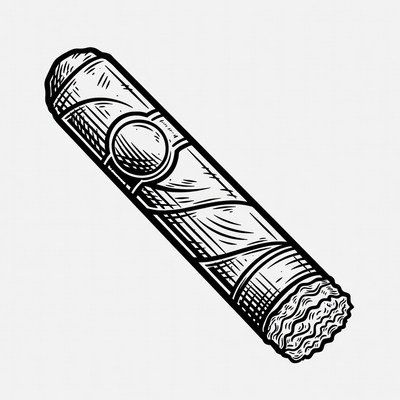 Line art cigar illustration
