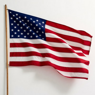American flag waving on pole