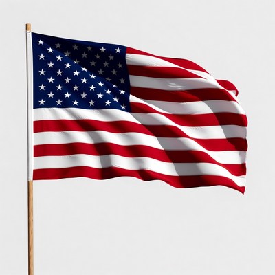 American flag waving on pole
