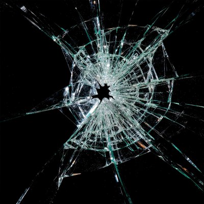 Cracked Glass on Black Background