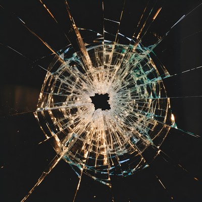 Shattered Glass on Black Background