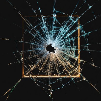 Broken Glass in Golden Frame