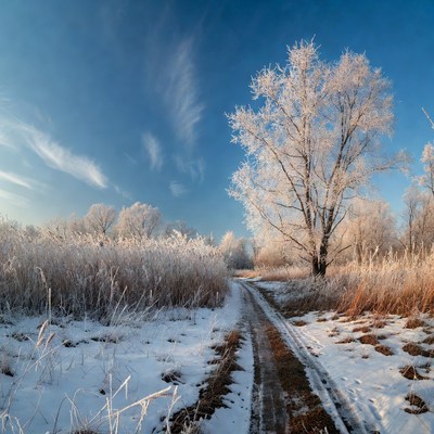 Frosty Tree and Snowy Path