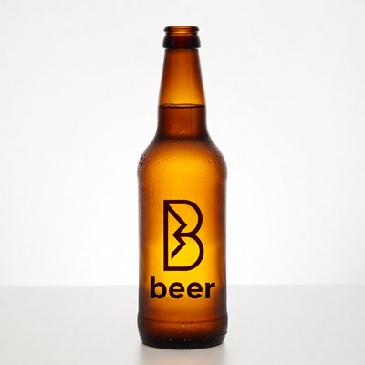 Brown beer bottle with B logo