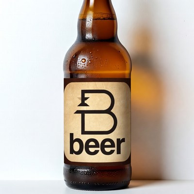 Brown beer bottle with B label