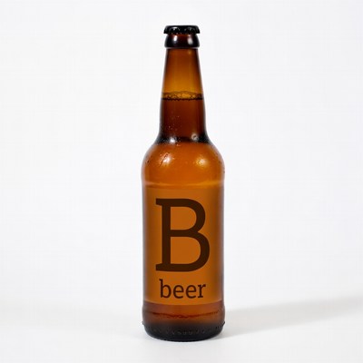 Brown Beer Bottle with B Label