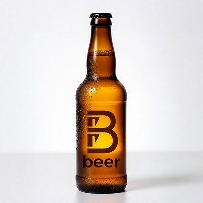 Condensation-covered beer bottle