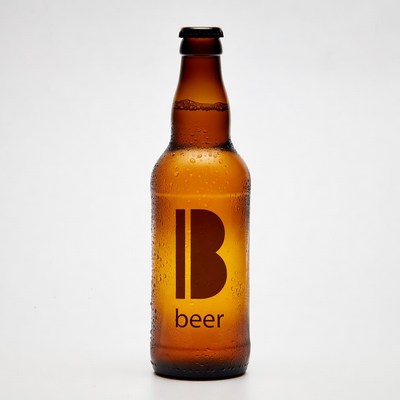 Brown beer bottle with B logo