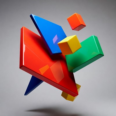 Floating Colorful Geometric Cubes