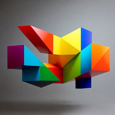 Colorful Geometric 3D Shapes Abstract