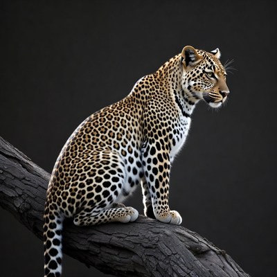 Leopard sitting on tree branch