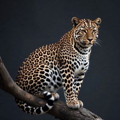 Leopard sitting on tree branch