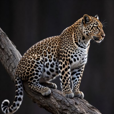 Leopard sitting on tree branch