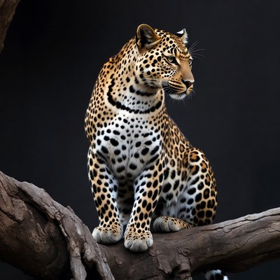 Leopard sitting on tree branch