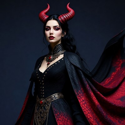 Woman with red demon horns